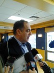 Paul Saba speaking to journalists